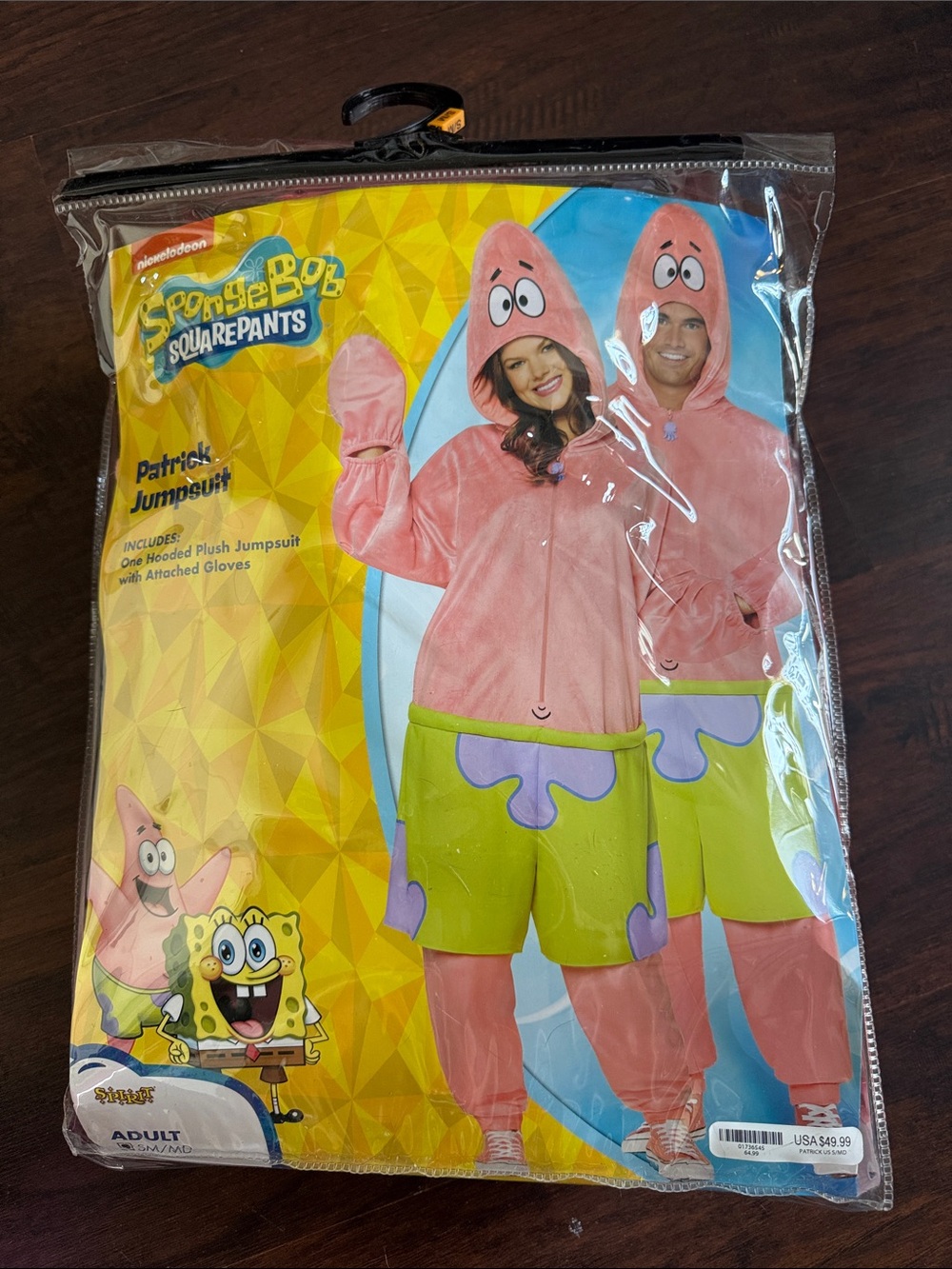 Spirit Halloween Sponge Bob Patrick StarPink & Green Jumpsuit NEW